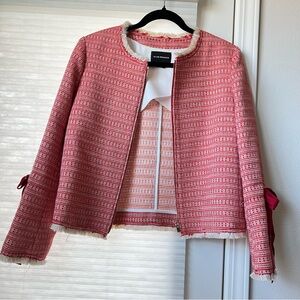 CLUB MONACO Parelle Manteaux Cropped Tweed Zip Bow Sleeve Jacket Blazer Size 8